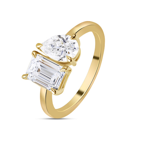 Talon Setting Two Stone Ring Diamonds Rings