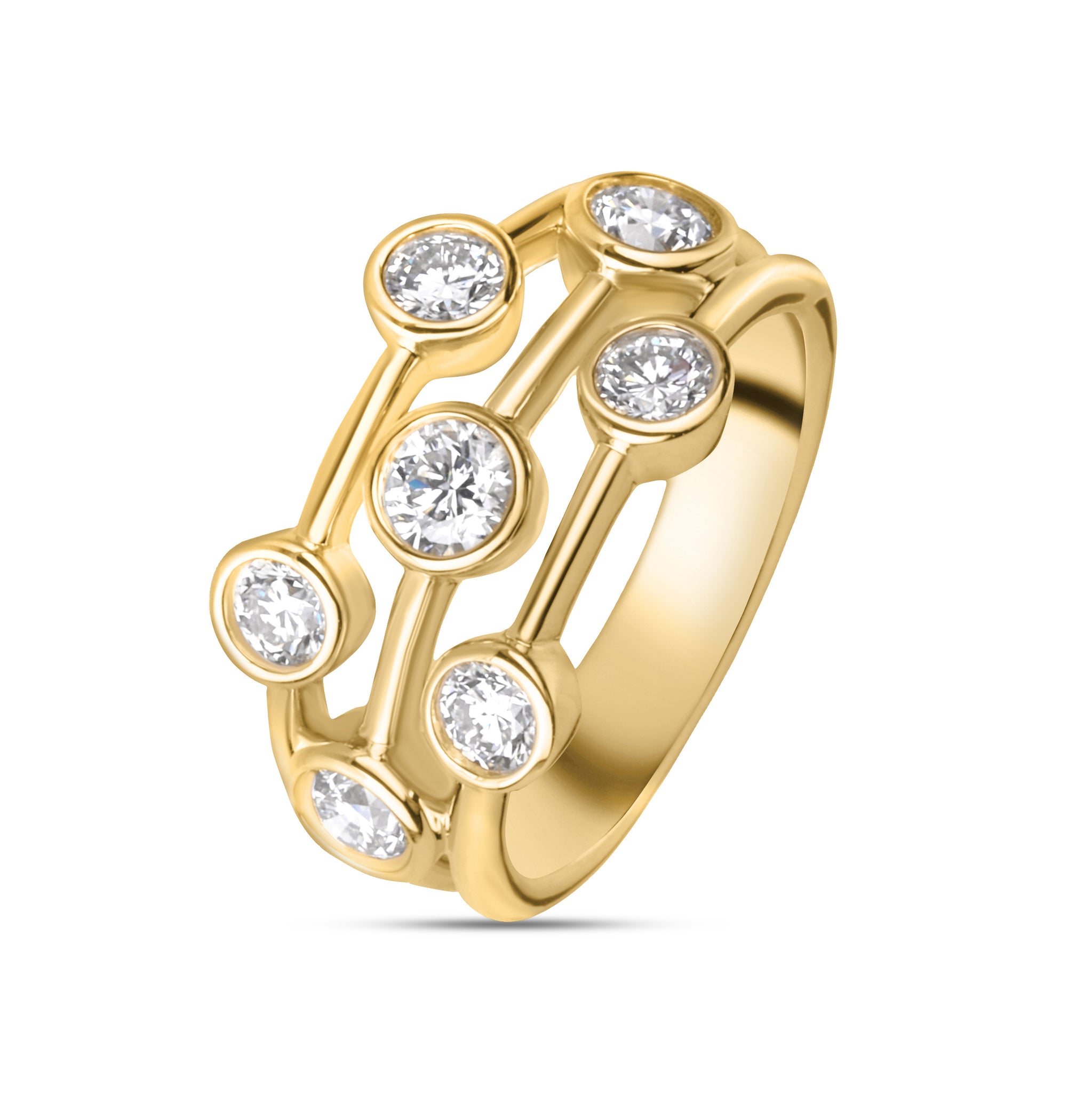 Bezel Setting Multi-Stone Diamonds Rings